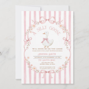 Invitación Dalia Rosa Ganso Tonto Fiesta de Bebé Flor Silvest