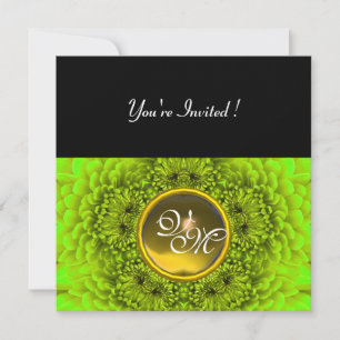 Invitación DALIA VERDE, TOPAZIO, verde brillante negro amaril