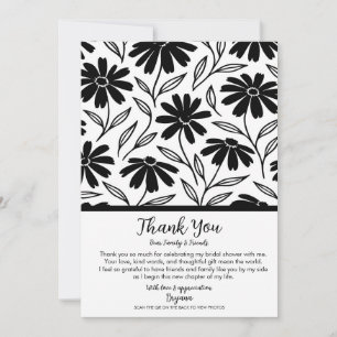 Invitación Dalias de Tinta Negra Agradecimiento Boho para Des
