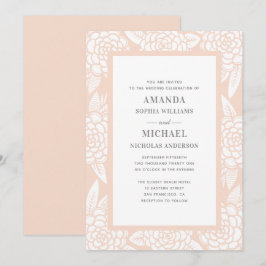 Invitación Dalias. Flores de jardín rosadas. Boda floral sonr