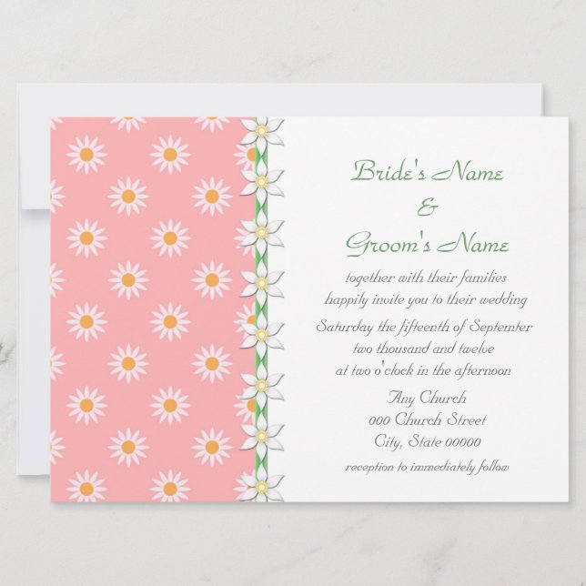 Invitación Dalias rosas verdes Boda floral de primavera (Anverso)
