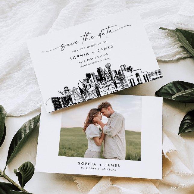 Invitación Dallas Skyline Wedding Save the Date Card (Subido por el creador)