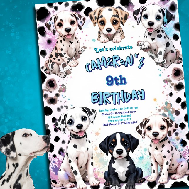 Invitación Dalmatian & Dog Pals Watercolor Fiesta de cumpleañ (Subido por el creador)