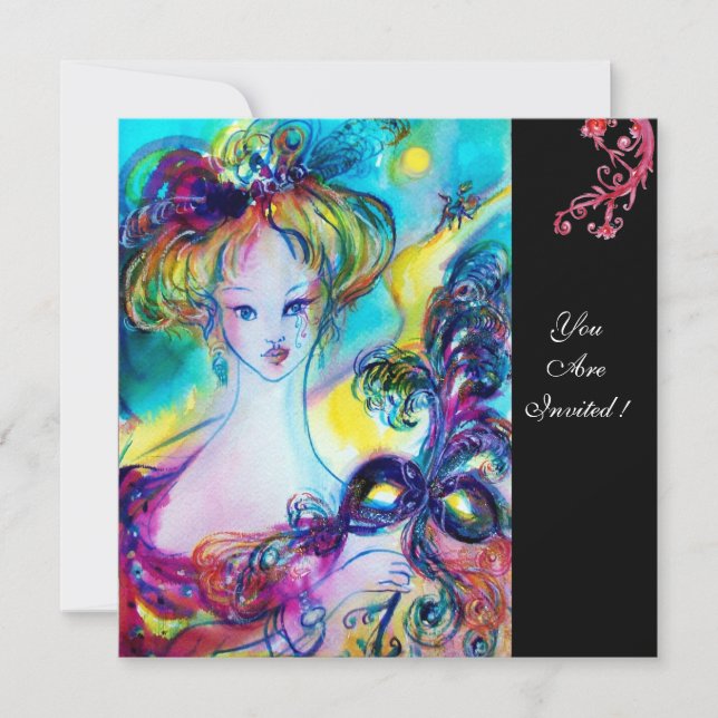 Invitación DAMA CON MÁSCARA / Bolla de Mascaradas veneciana,  (Anverso)