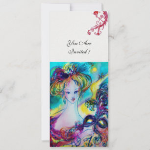 Invitación DAMA CON MÁSCARA Veneciana de mascarada hielo meta
