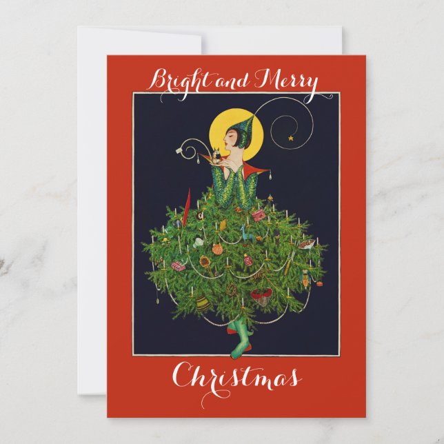 Invitación DAMA CON NAVIDADES GIFERENTES ART DECO Xmas (Anverso)