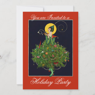 Invitación DAMA CON NAVIDADES GIFS ART DECO Xmas Fiesta