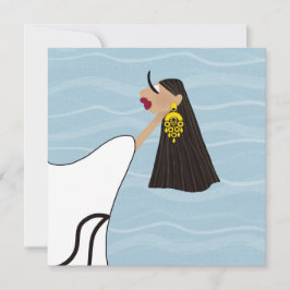 Invitación Dama de blanco bailando junto al mar en Grecia