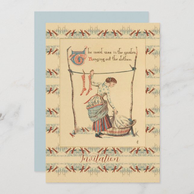 Invitación Dama de bonito Vintage (Anverso / Reverso)