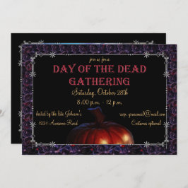 Invitación Dama de cráneo y Dias de los Muertos con farolillo