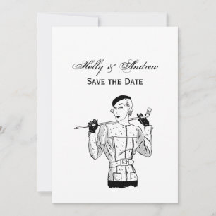 Invitación Dama de golf elegante de los años 30 con palo de g