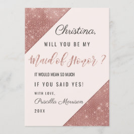 Invitación Dama de Honor con Lentejuelas Brillantes de Rosa D