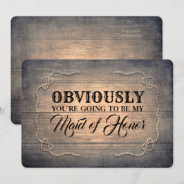 Invitación Dama de honor/criada de la madera rústica