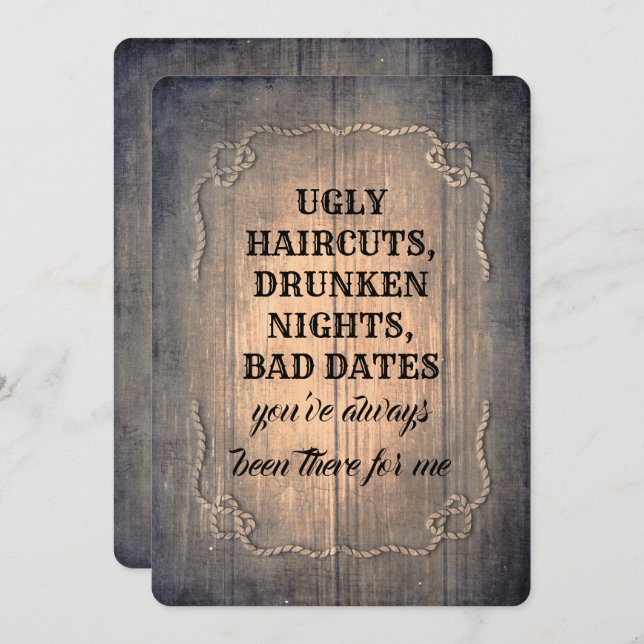 Invitación Dama de honor/criada divertidas rústicas de la (Anverso / Reverso)