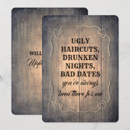 Invitación Dama de honor/criada divertidas rústicas de la