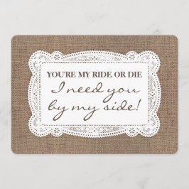 Invitación Dama de honor/criada rústicas divertidas de la