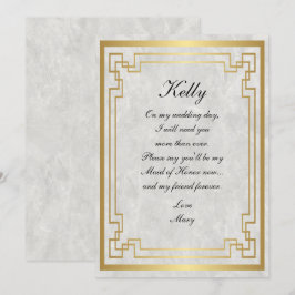 Invitación Dama de Honor de Boda de Mármol Blanco Geométrico