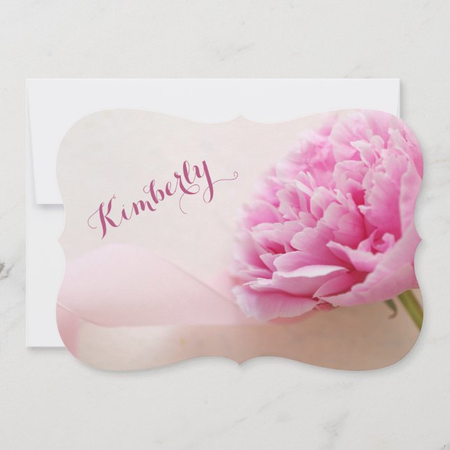 Invitación Dama de honor de peonía rosa con cinta (Anverso)