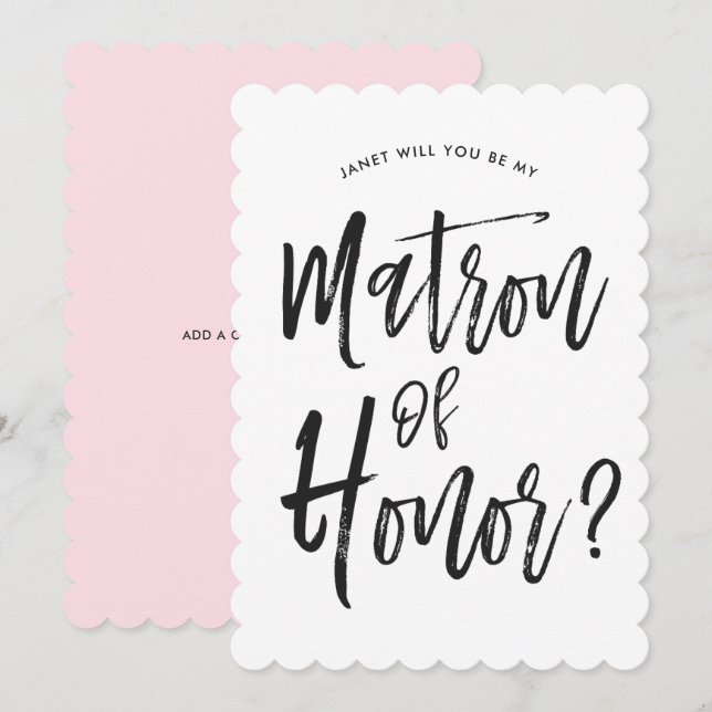Invitación Dama de Honor | Estilo de Letra Personalizado para (Anverso / Reverso)