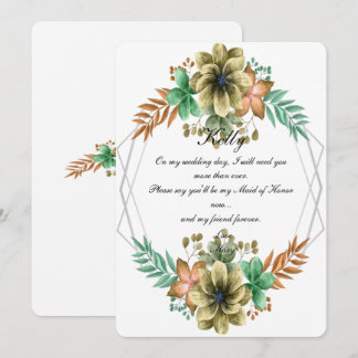Invitación Dama de Honor Floral Acuarela Amarillo y Naranja