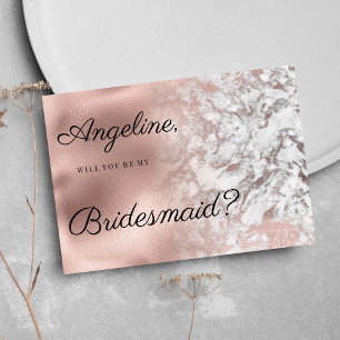 Invitación Dama de honor gris elegante rosa dorado mármol 