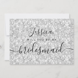 Invitación Dama de honor Simple Glitter Estético Elegante