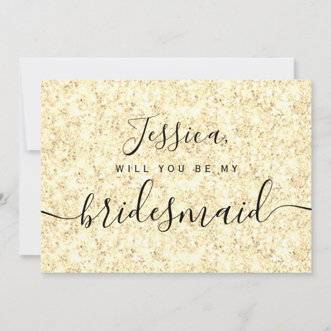 Invitación Dama de honor Simple Glitter Estético Elegante (Anverso)