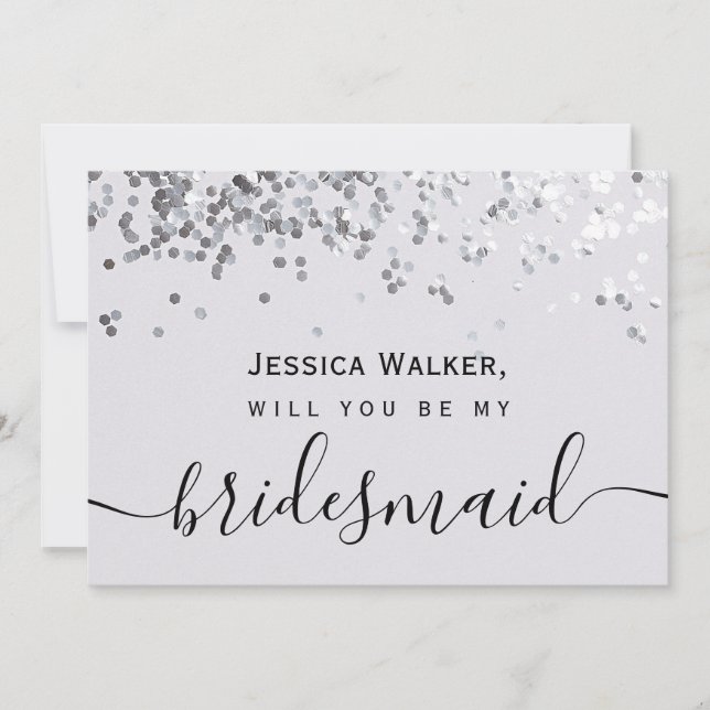 Invitación Dama de honor Simple Glitter Estético Elegante (Anverso)