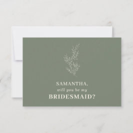 Invitación Dama de honor verde salvia Indie Otoño