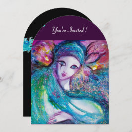 Invitación DAMA DE LA MÁSCARA AZUL Fiesta de Mascarada Elegan