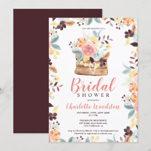 Invitación Dama de novios de boho floral de madera ruidosa