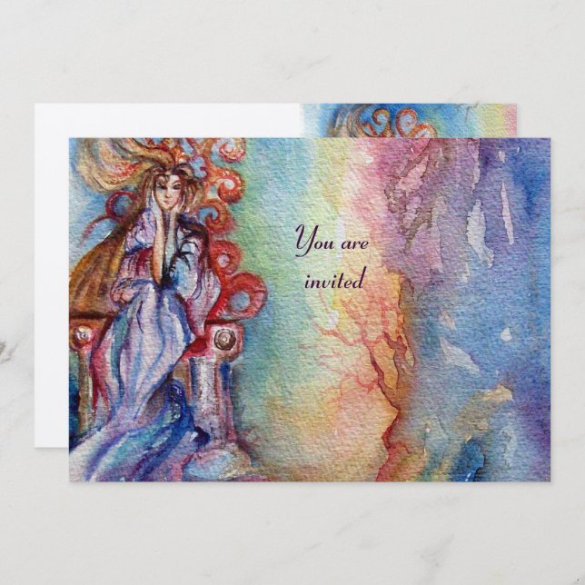 Invitación DAMA DEL LAGO rosa violeta blanco champán (Anverso / Reverso)