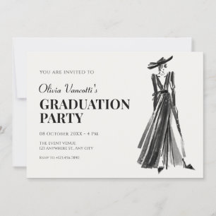 Invitación Dama en elegante graduación de moda