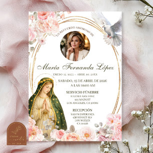 Invitación Dama Floral Rosa de Guadalupe Católica Española Di
