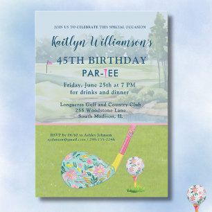 Invitación * Dama golfista personalizada fiesta de cumpleaños