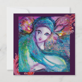 Invitación DAMA MÁSCARA AZUL Fiesta de disfraces, remolinos r