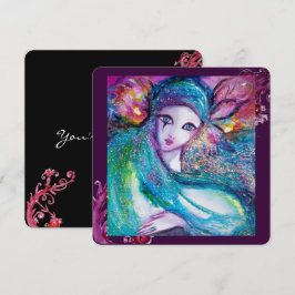 Invitación DAMA MÁSCARA AZUL Fiesta de Mascarada Elegante, Az