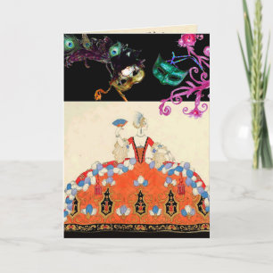 INVITACIÓN DAMA NARANJA MARDI GRAS BAILE DE MÁSCARAS MÁS CARA