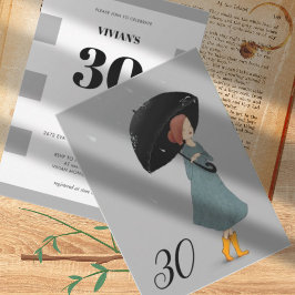 Invitación Dama Orgullosa En El Día De Lluvia 30 Cumpleaños