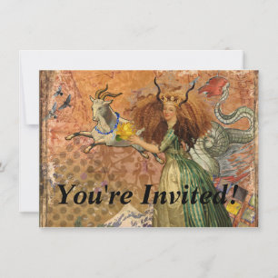 Invitación Dama Renacentista Capricornio Fantasía Vintage Zod
