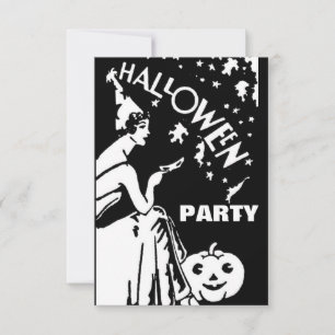 Invitación Dama vintage con máscara Halloween