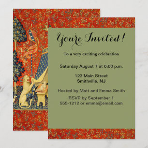 Invitación Dama y Unicornio Tapiz Medieval: Arte Francés