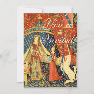Invitación Dama y Unicornio Tapiz Medieval: Arte Francés