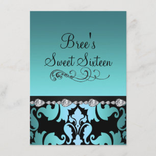 Invitación Damas azules y diamond Image Sweet 16 Invite