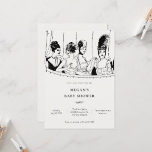 Invitación Damas de época, elegante ducha de bebé