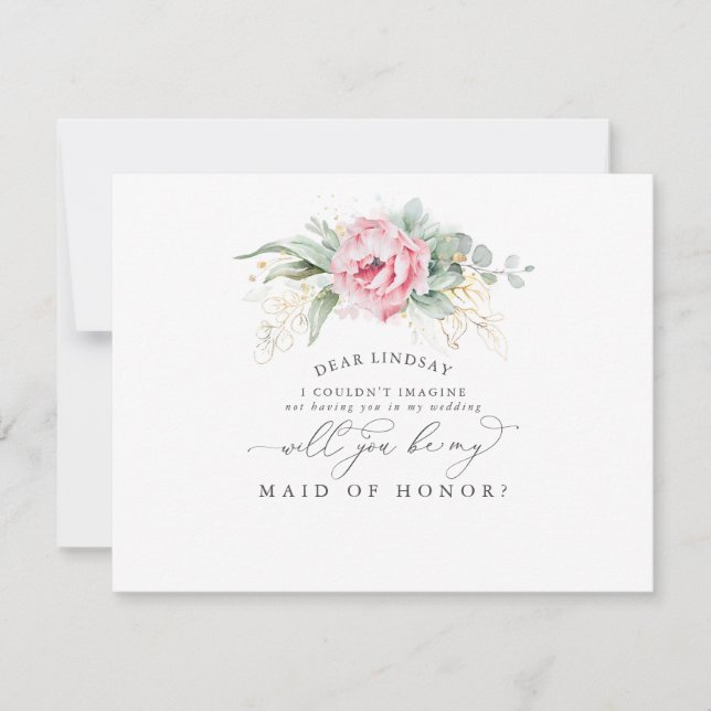 Invitación Damas de Honor Hojas Suculentas Propuesta (Anverso)