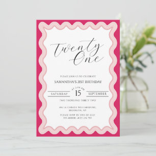Invitación Damas de ondulación aguda rosada