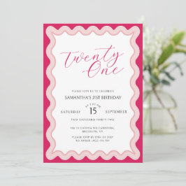 Invitación Damas de ondulación aguda rosada