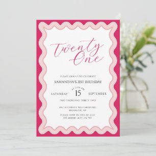 Invitación Damas de ondulación aguda rosada