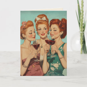 Invitación Damas Vintage Tostado con Vino